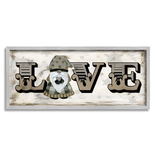 Stupell Industries Holiday Patterned Love Gnome Framed Giclee Art